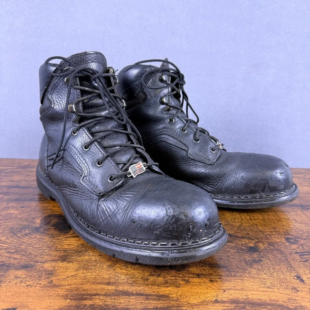 Red Wing 2223 Work Boots Mens 10.5 E2 Black Steel Toe USA Made Leather Lace Up